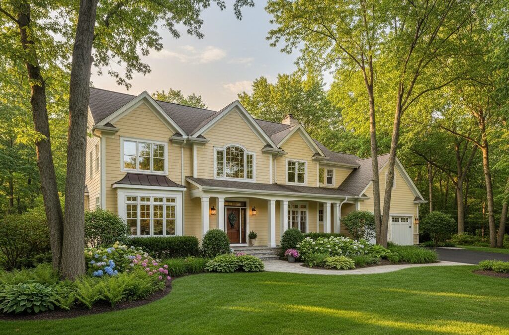 Professional painting contractors in Oconomowoc working on a home exterior in Wisconsin