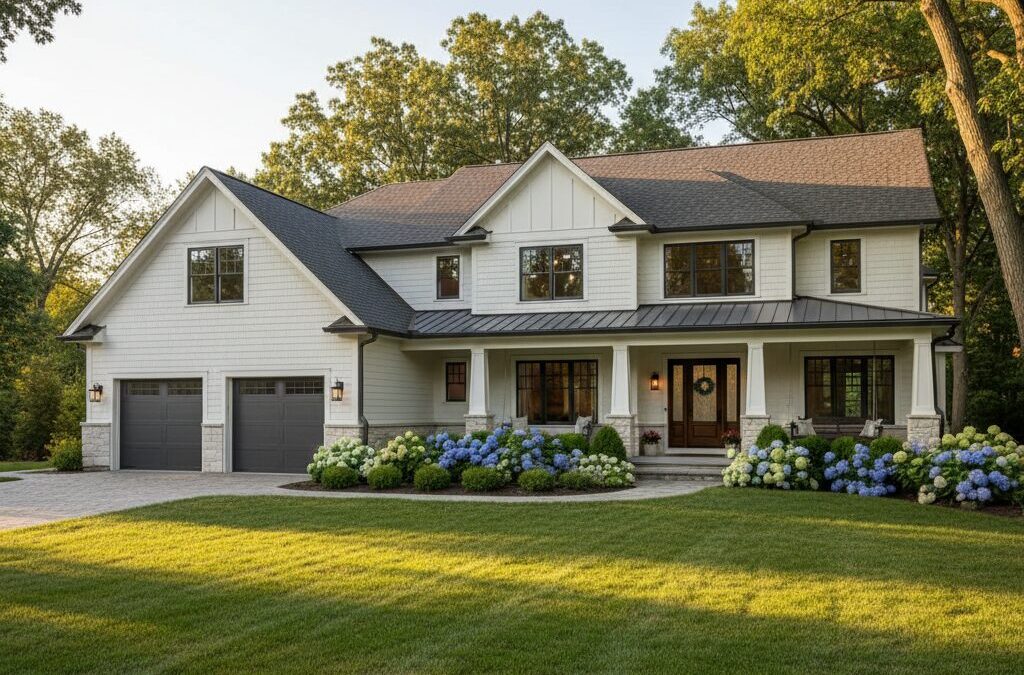 Professional house painters Oconomowoc working on residential exterior painting